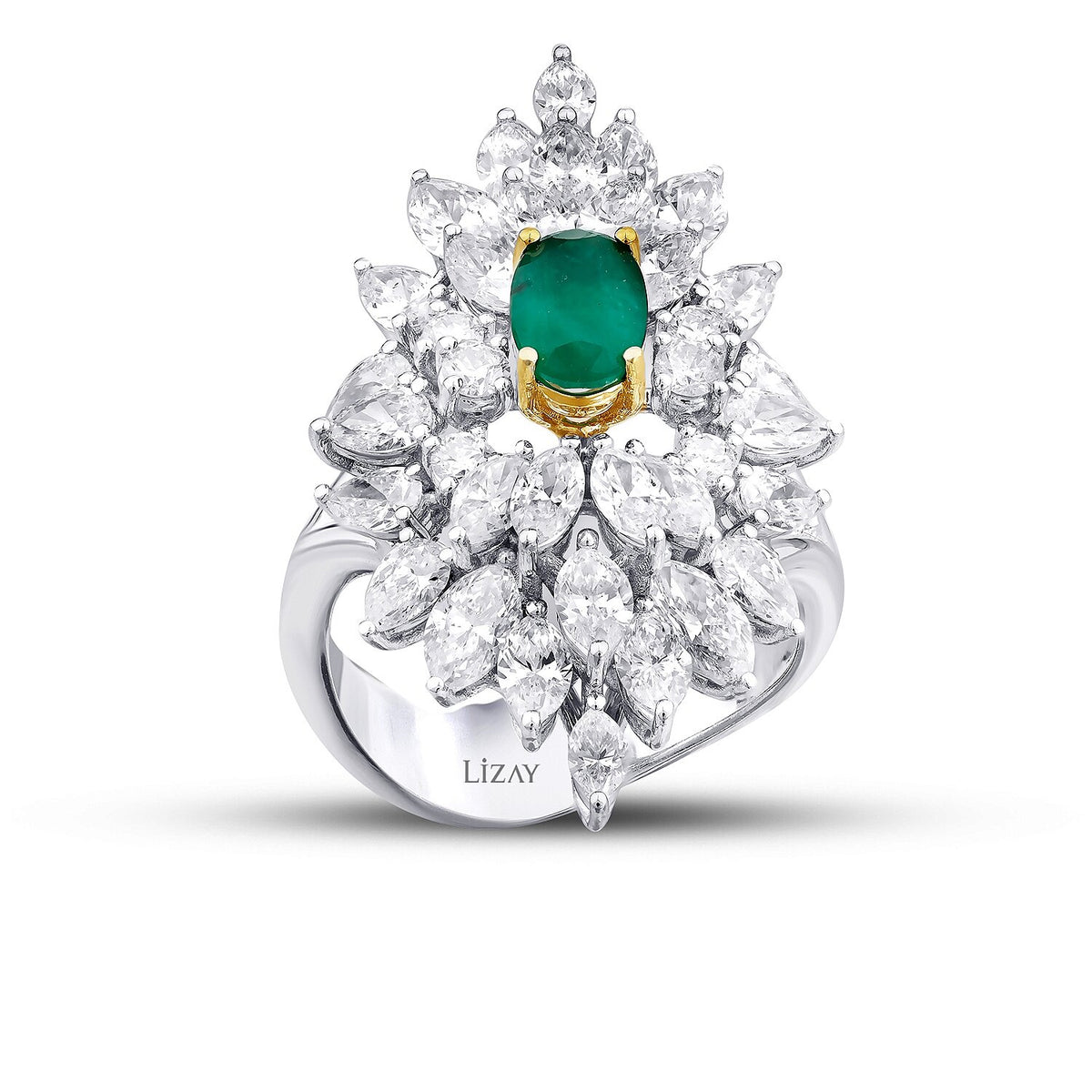 5,44 Carat Diamond Emerald Ring