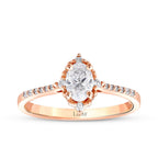 0,53 Carat Diamond Lotus Oval Solitaire Engagement Ring