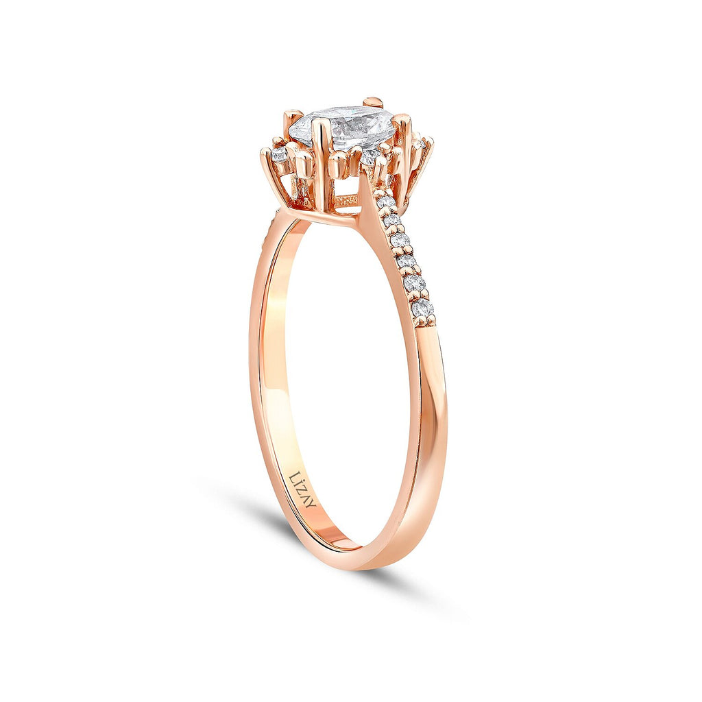 0,53 Carat Diamond Lotus Oval Solitaire Engagement Ring