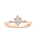 0,28 Carat Diamond Pear Lotus Solitaire Engagement Ring