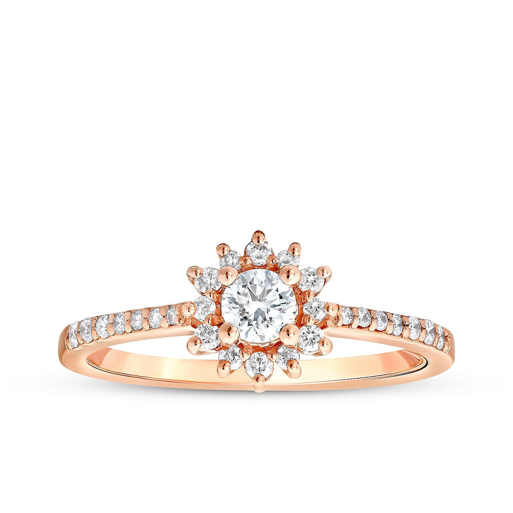 0,34 Carat Diamond Lotus Oval Solitaire Engagement Ring