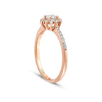 0,34 Carat Diamond Lotus Oval Solitaire Engagement Ring