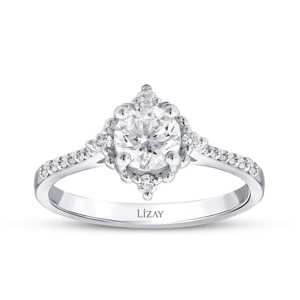0,79 Carat Diamond Lotus Oval Solitaire Engagement Ring