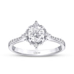 0,79 Carat Diamond Lotus Oval Solitaire Engagement Ring