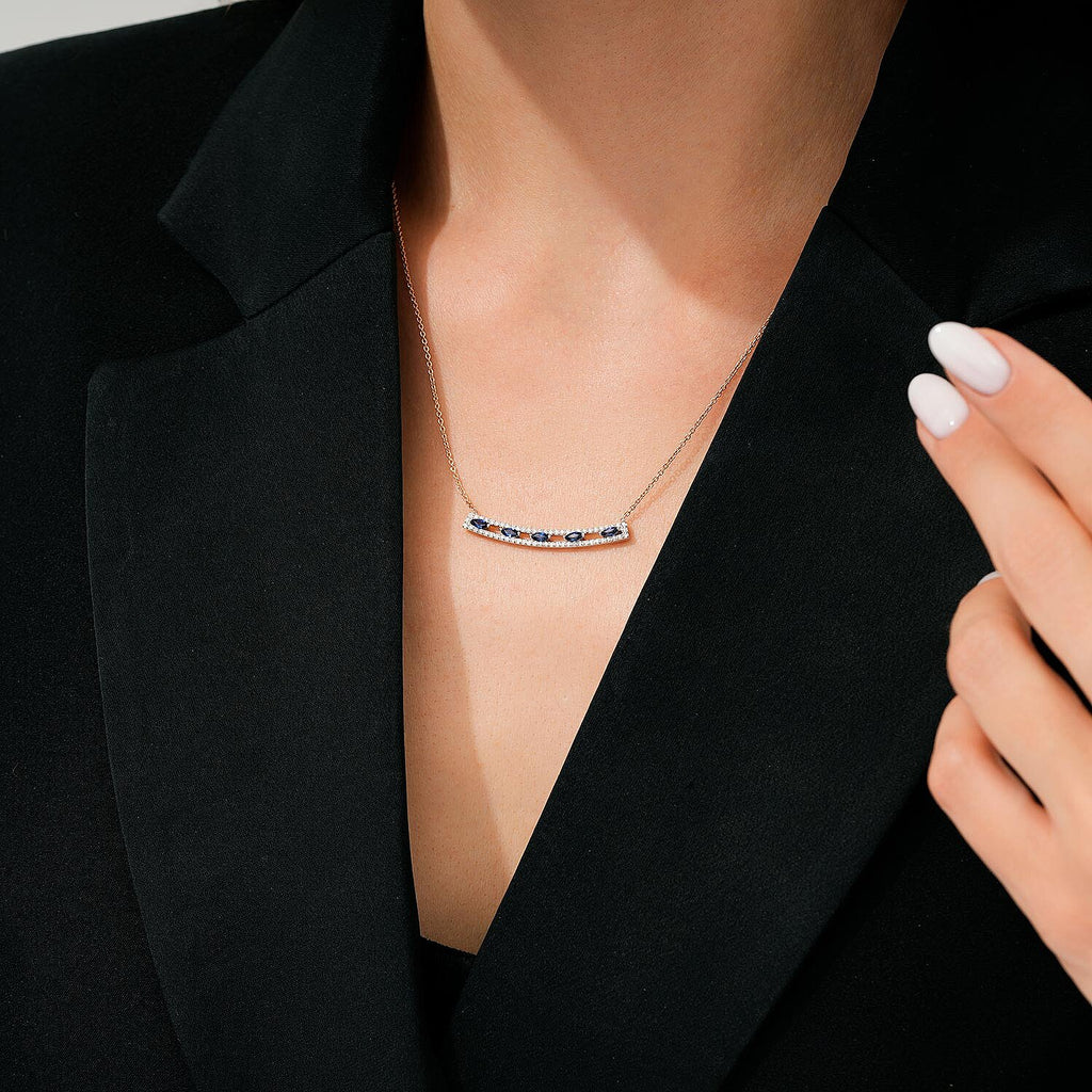 0,75 Carat Diamond Sapphire Necklace