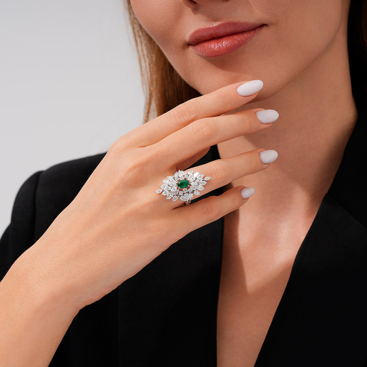 5,44 Carat Diamond Emerald Ring