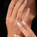 0,53 Carat Diamond Lotus Oval Solitaire Engagement Ring
