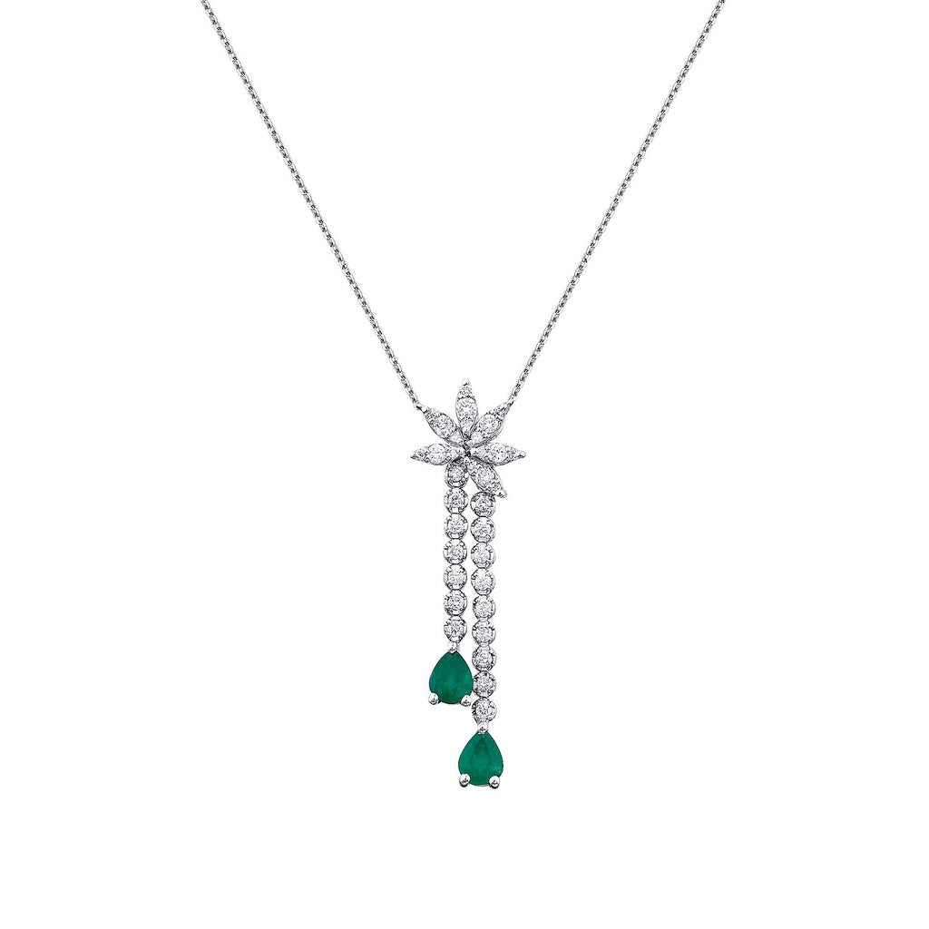 0,98 Carat Diamond Emerald Necklace