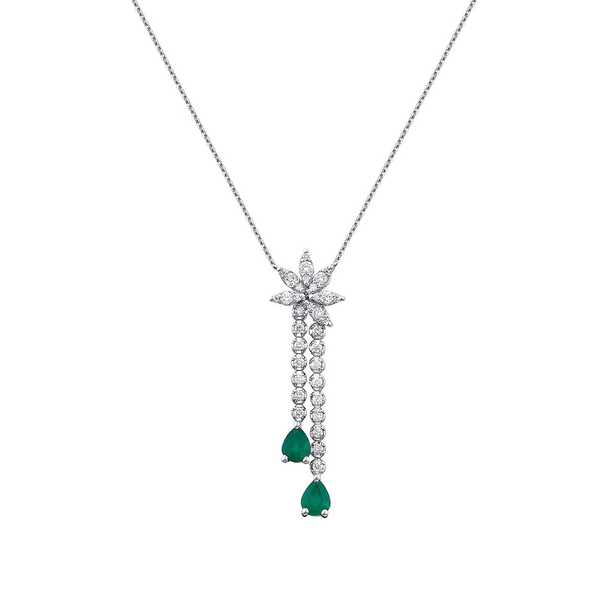 0,98 Carat Diamond Emerald Necklace