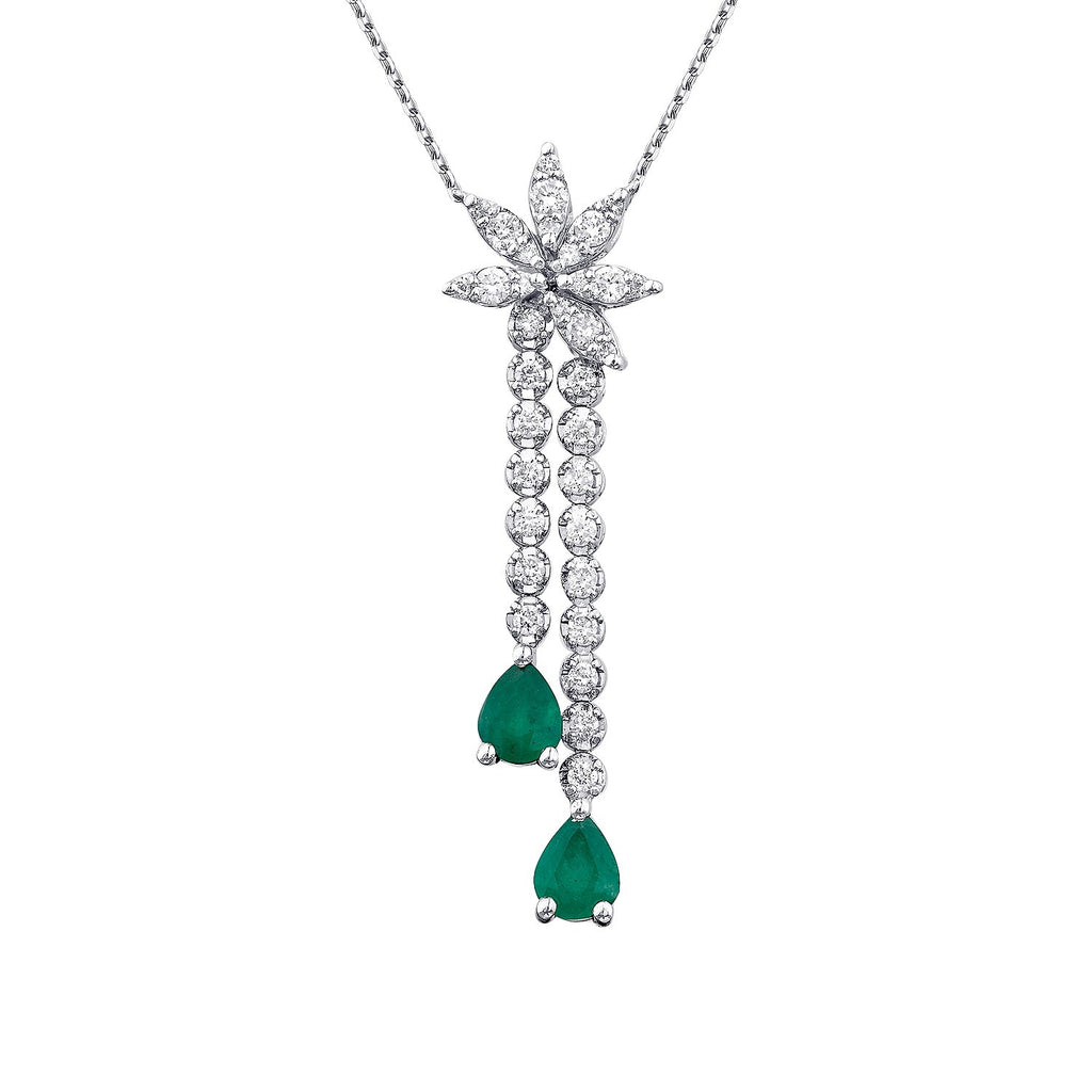 0,98 Carat Diamond Emerald Necklace