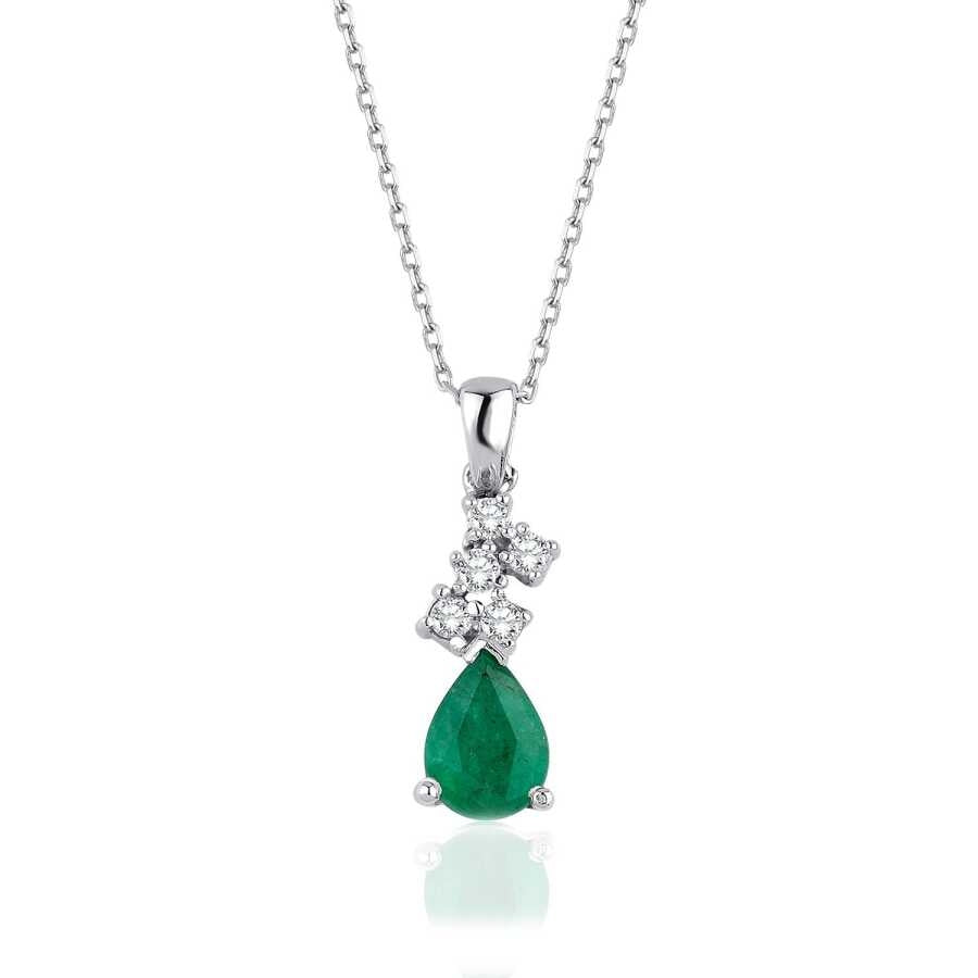 0,74 Carat Diamond Emerald Necklace