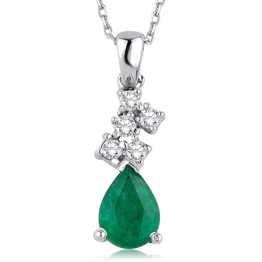 0,74 Carat Diamond Emerald Necklace
