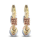 Gold Three-Tone Twisted Ball Hoop Earrings