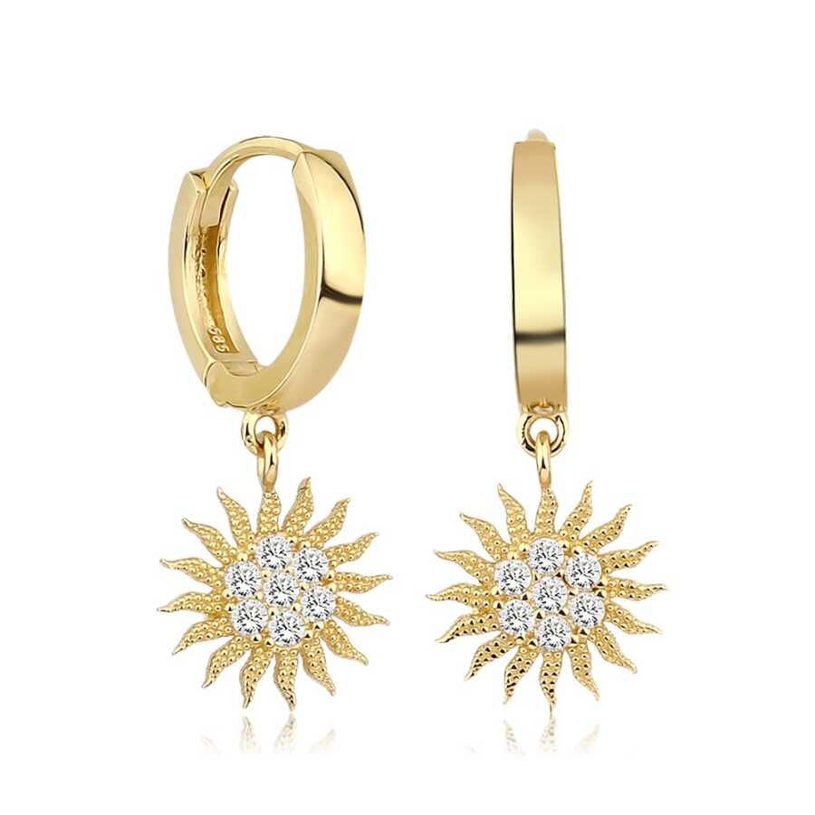 Gold Sun Hoop Earring