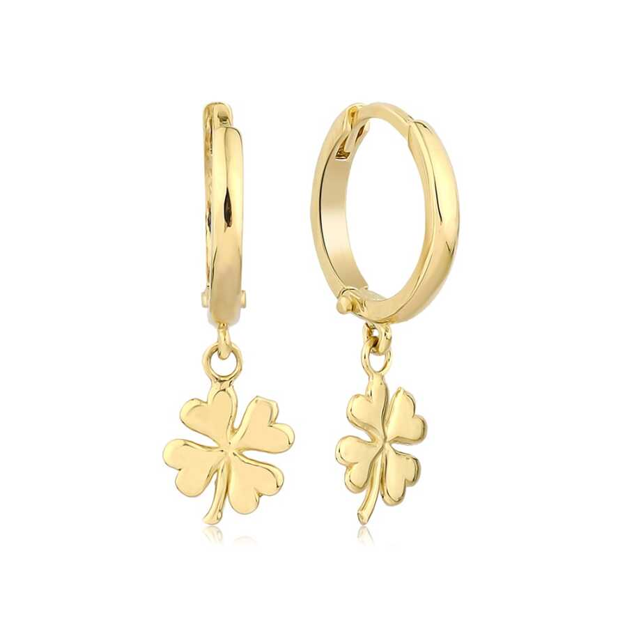 Gold Clover Hoop Earring