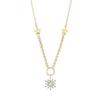 Gold Baguette Flower Necklace with Italian Chain
