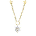 Gold Baguette Flower Necklace with Italian Chain