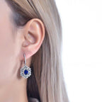 3,66 Carat Diamond Sapphire Earrings