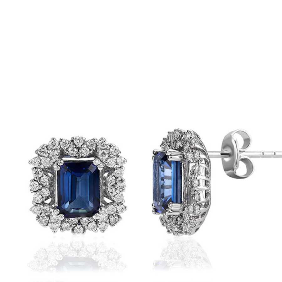 3.15 Carat Diamond Sapphire Earrings