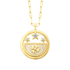 Gold Clover and Star Enamel Luck Charm Necklace