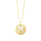 Gold Clover and Star Enamel Luck Charm Necklace