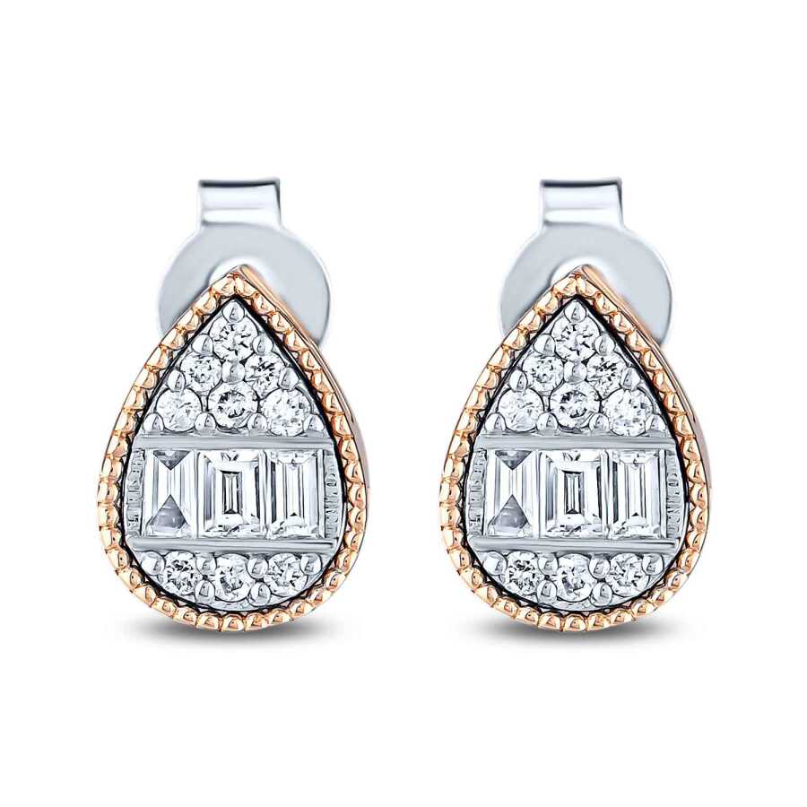 0,23 Carat Diamond Baguette Pear Earrings