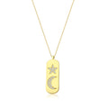 Gold Tag Moon & Star Necklace