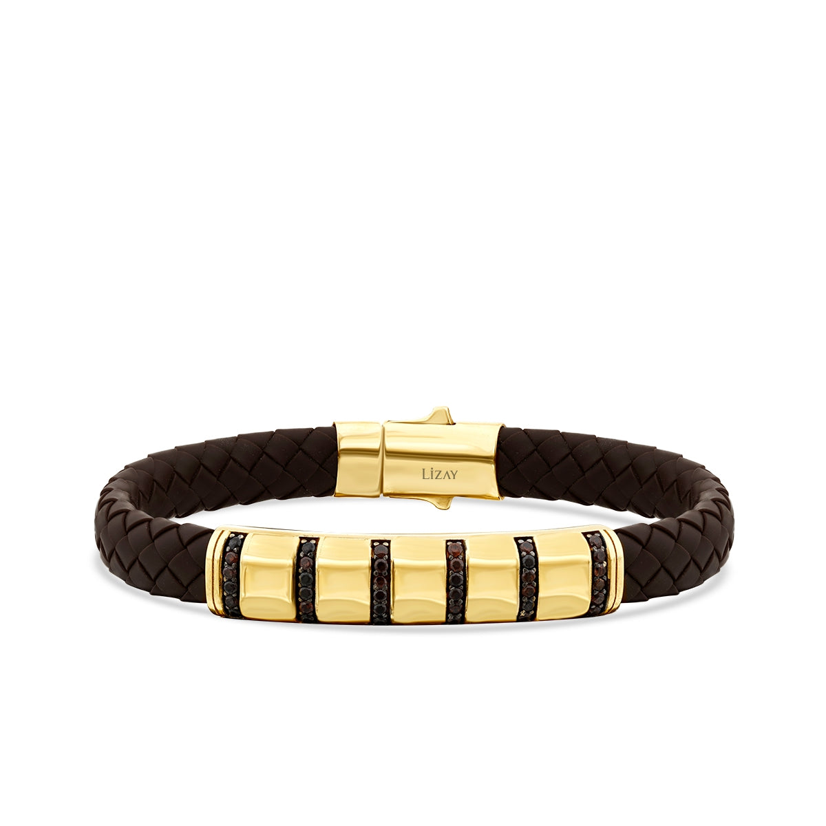 Gold Black Stone Detailed Men's Bracelet