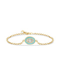 Gold Baguette Blue Enamel Bracelet