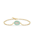 Gold Baguette Blue Enamel Bracelet