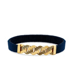 Gold Meander Pattern Navy Blue Men's Bracelet