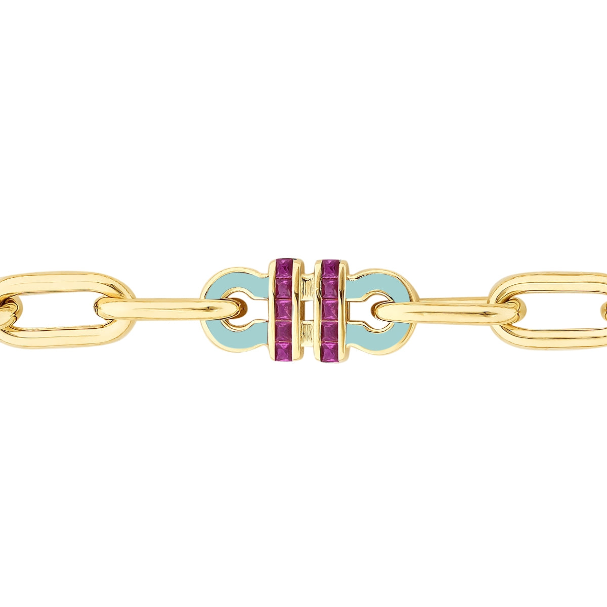 Gold Fuchsia Stone Trend Chain Bracelet