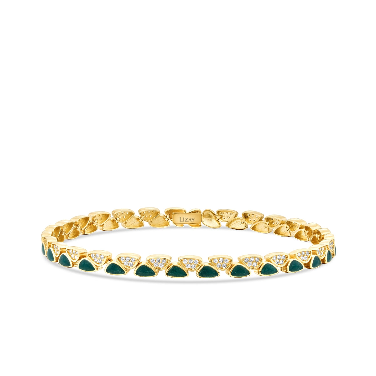 Gold Green Enamel Stone Bracelet