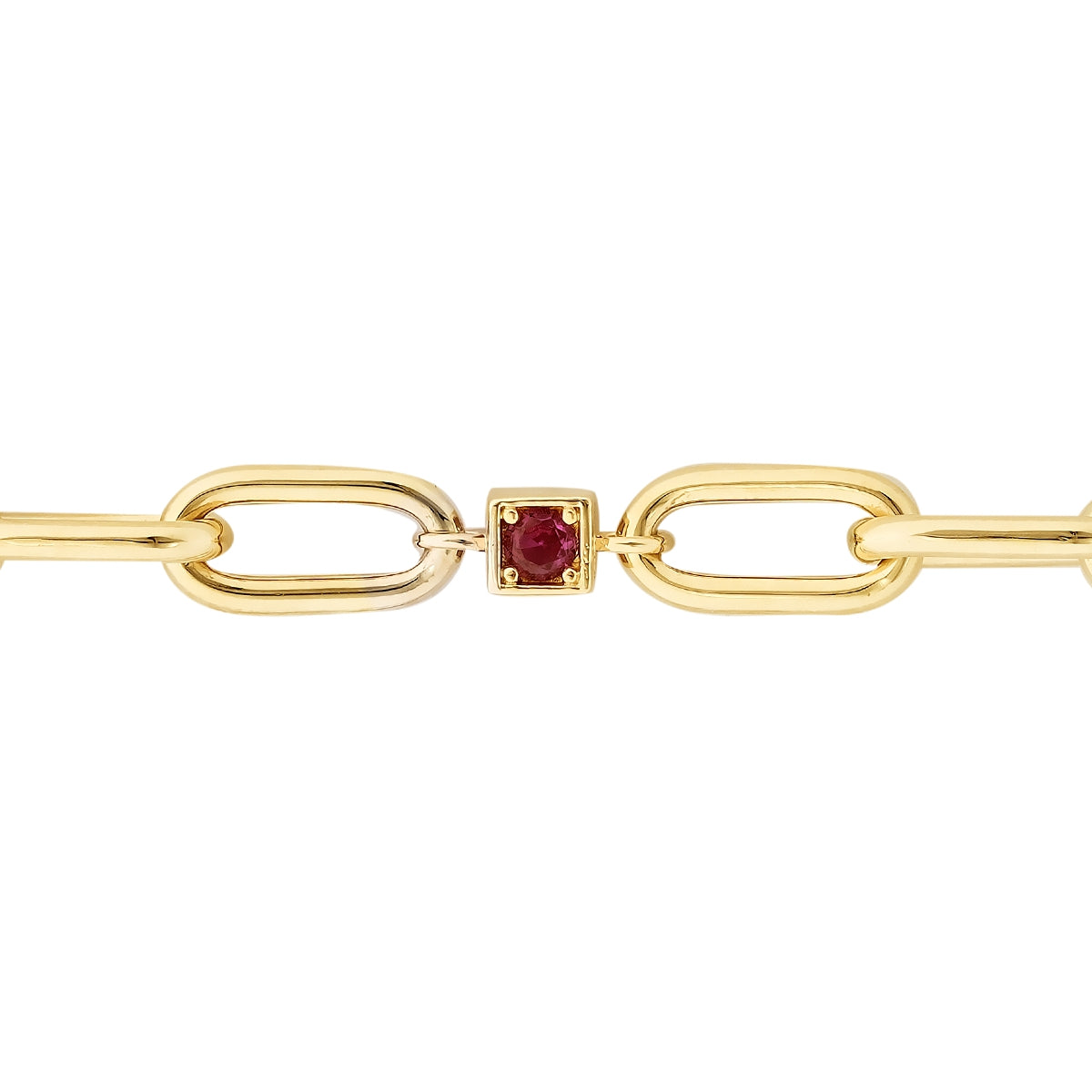 Gold Fuchsia Stone Chain Bracelet