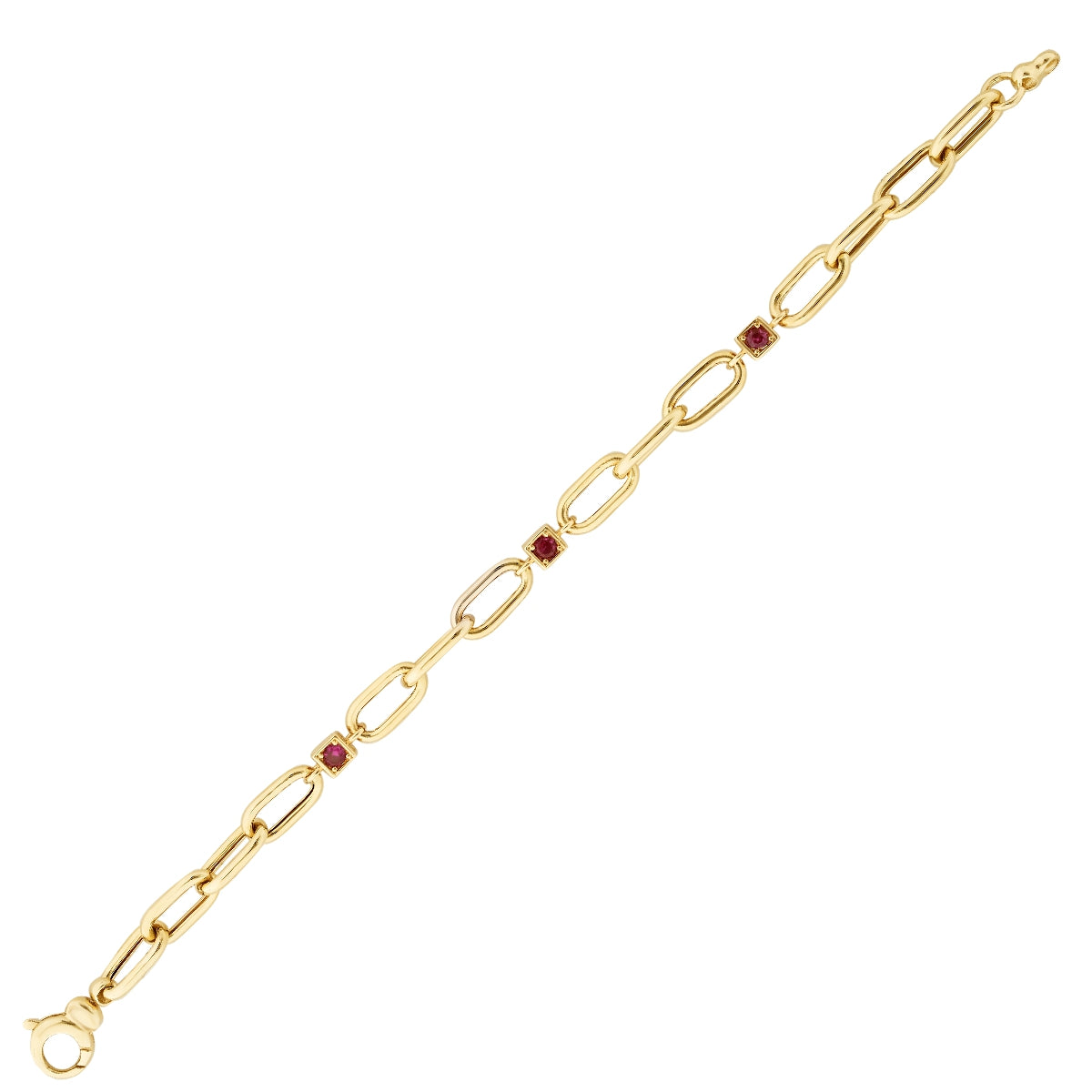 Gold Fuchsia Stone Chain Bracelet