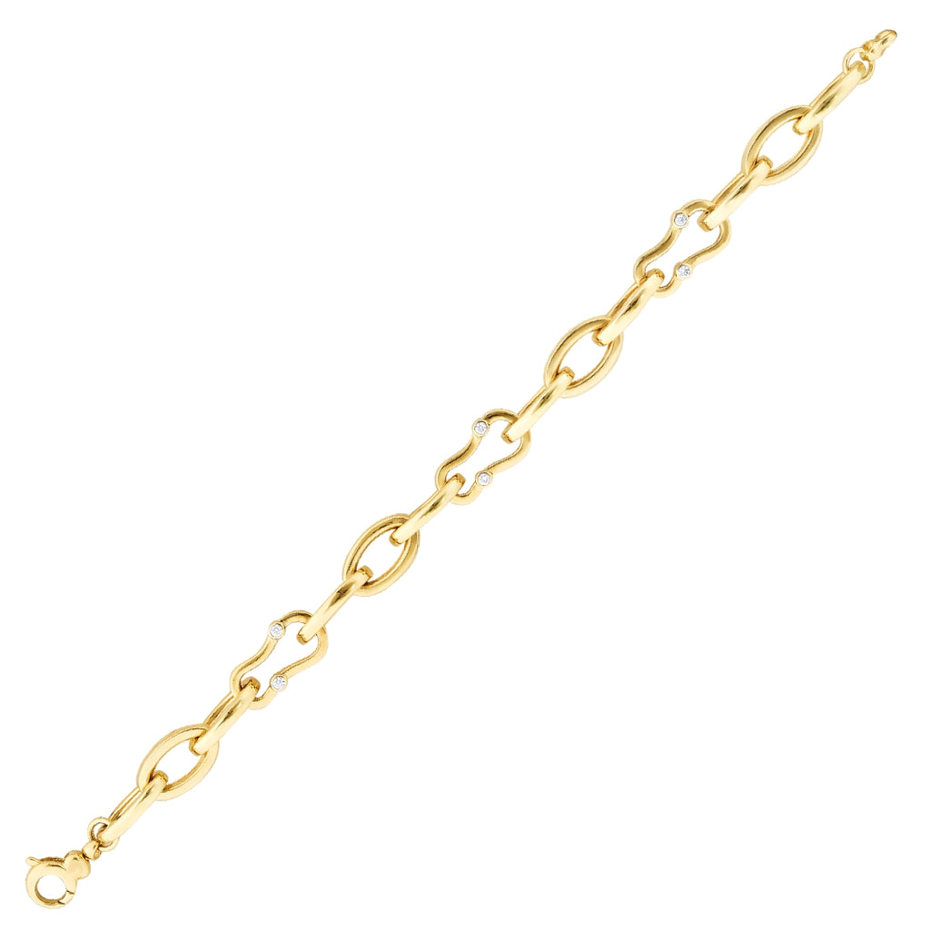 Gold Stone Detailed Chain Bracelet