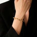 Gold Stone Detailed Chain Bracelet