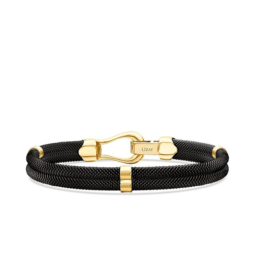 Gold Round Detailed Men's Bracelet
