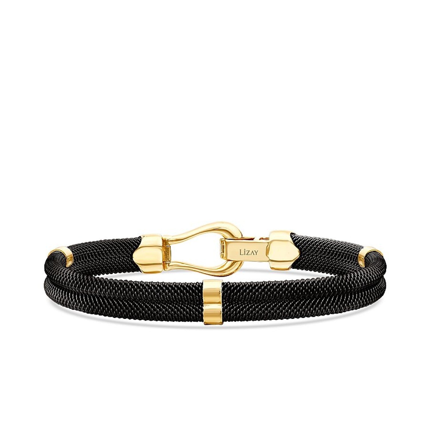 Gold Round Detailed Men's Bracelet