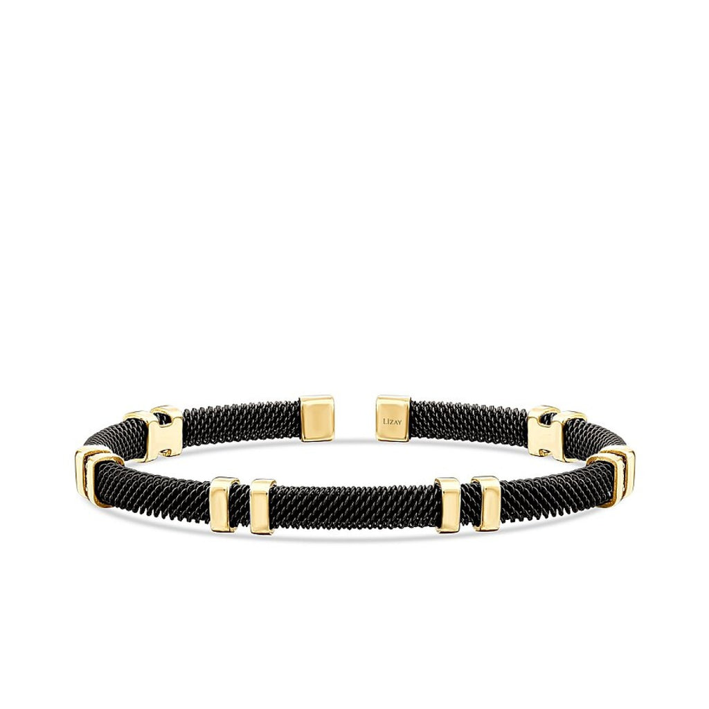 Gold Detailed Black Men's Bracelet
