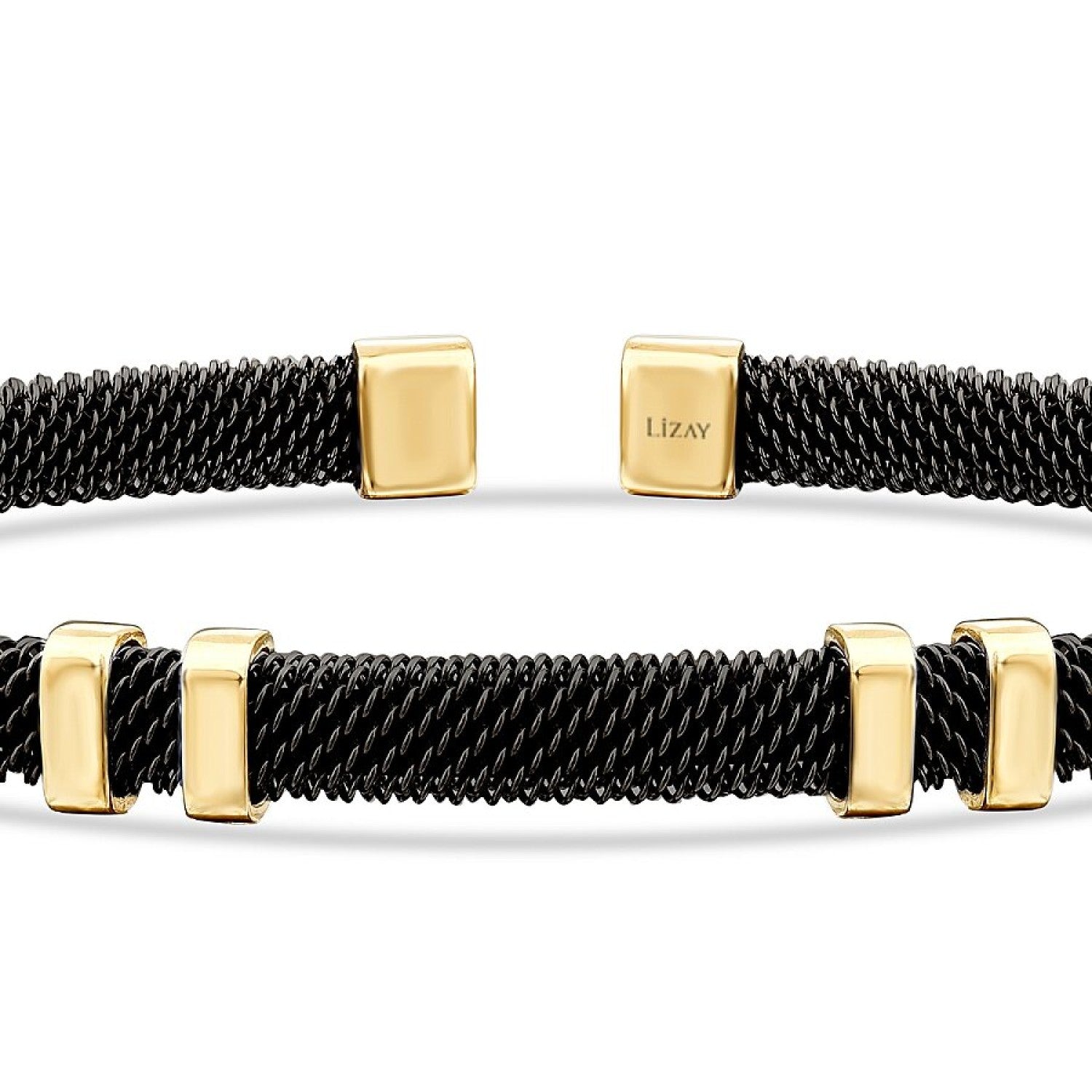 Gold Detailed Black Men's Bracelet