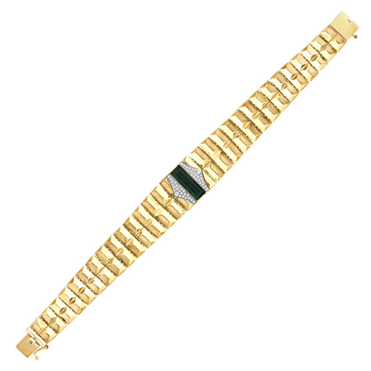 Gold Green Stone Prism Bracelet