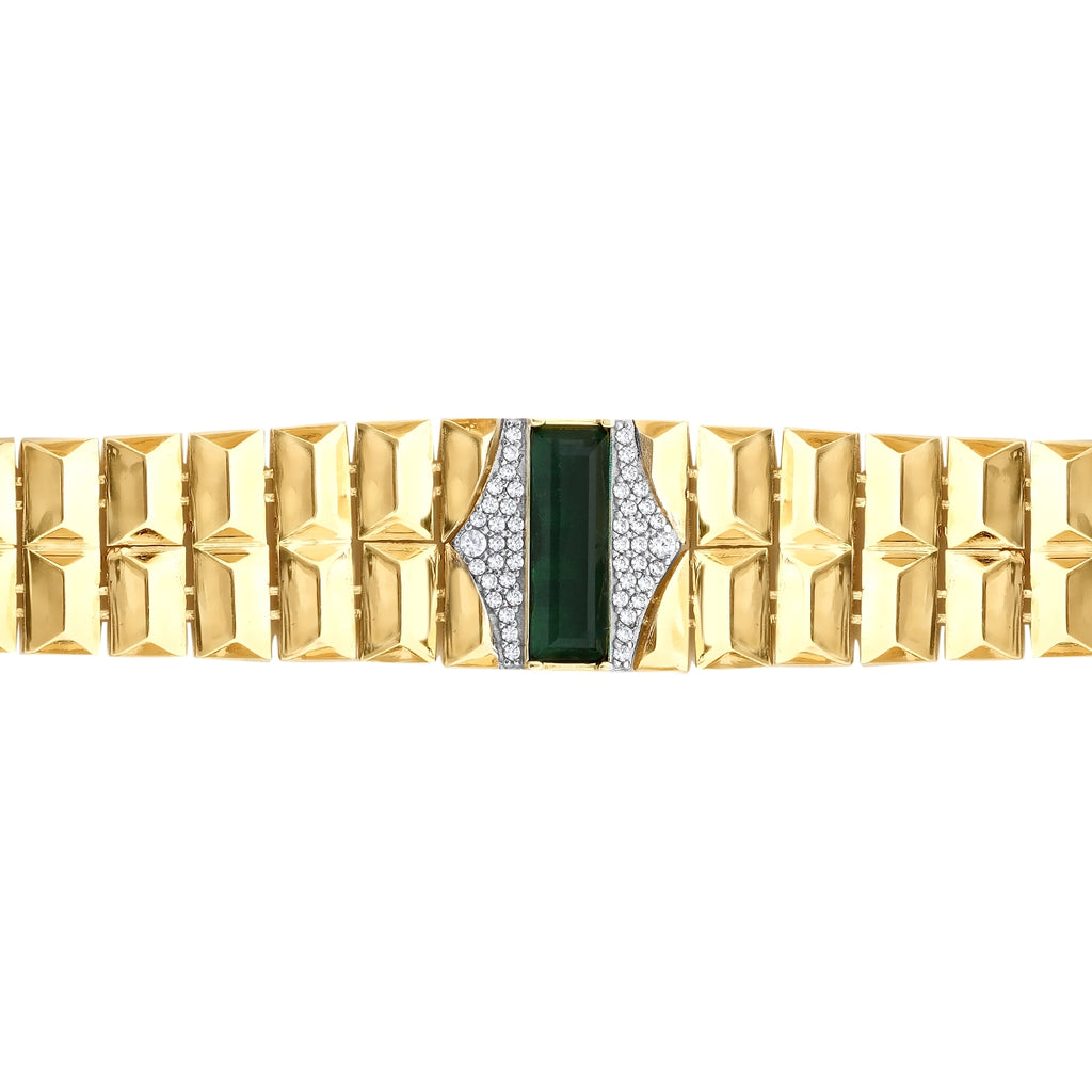 Gold Green Stone Prism Bracelet