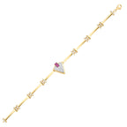 Gold Fuchsia Stone Triangle Trend Bracelet