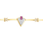 Gold Fuchsia Stone Triangle Trend Bracelet