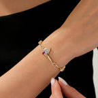 Gold Fuchsia Stone Triangle Trend Bracelet