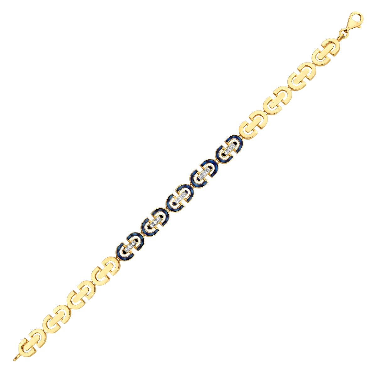 Gold Navy Enamel Stone Trend Bracelet
