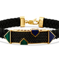 Gold Navy Blue and Green Stone Black Men's Bracelet