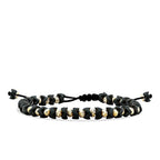 Gold Bead Detailed Black Men's Bracelet