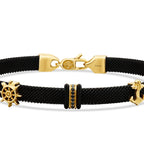 Gold Anchor and Rudder Detailed Men's Bracelet
